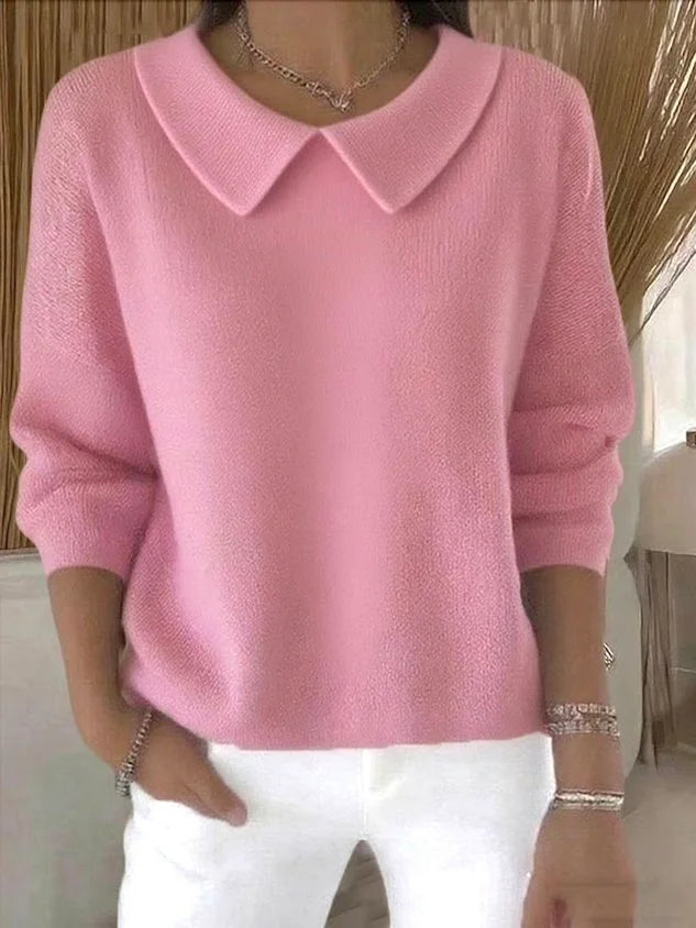 Women's Collared Sweater - Classic Long-Sleeve Knit Sweater