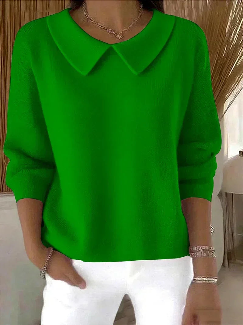 Women's Collared Sweater - Classic Long-Sleeve Knit Sweater