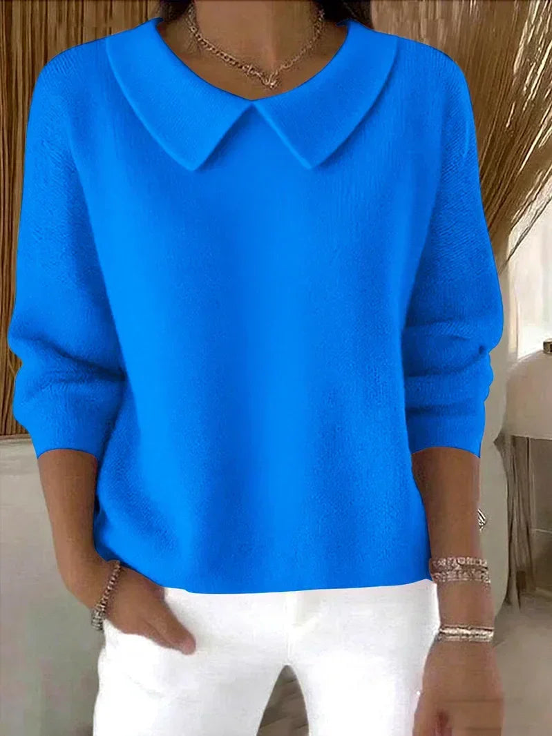 Women's Collared Sweater - Classic Long-Sleeve Knit Sweater