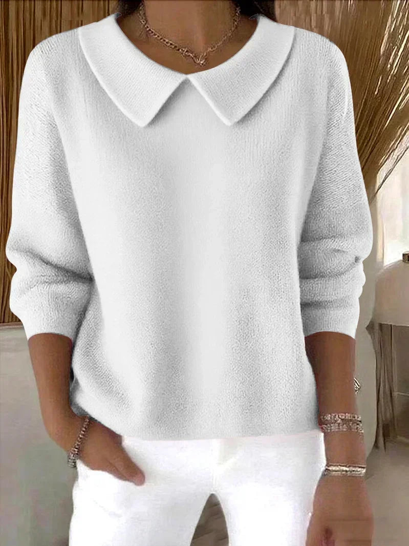 Women's Collared Sweater - Classic Long-Sleeve Knit Sweater