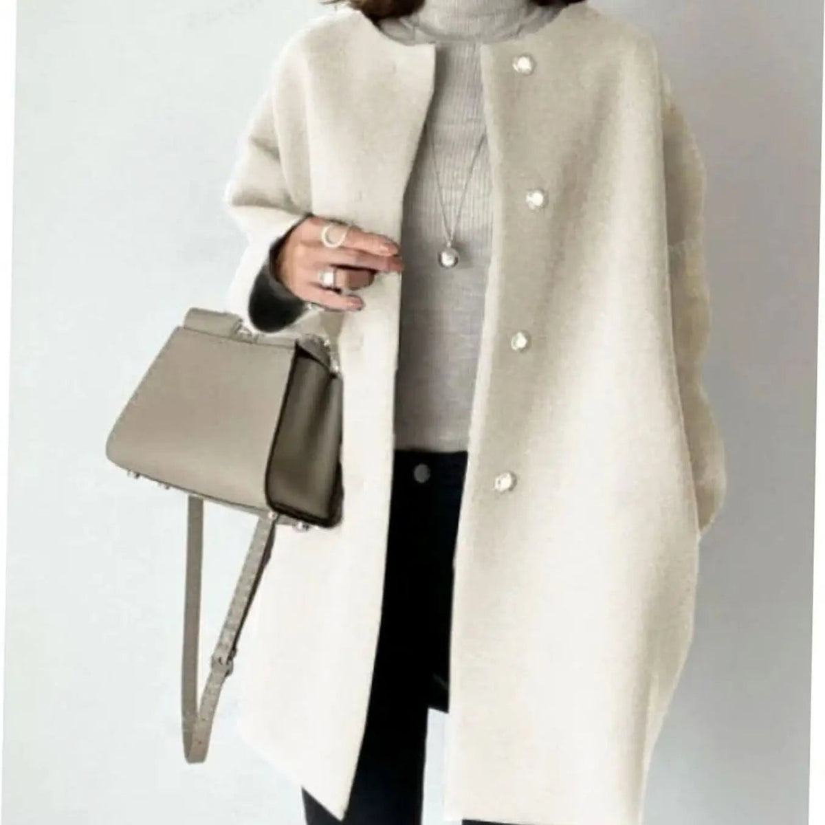Women's Collarless Button-Front Longline Coat