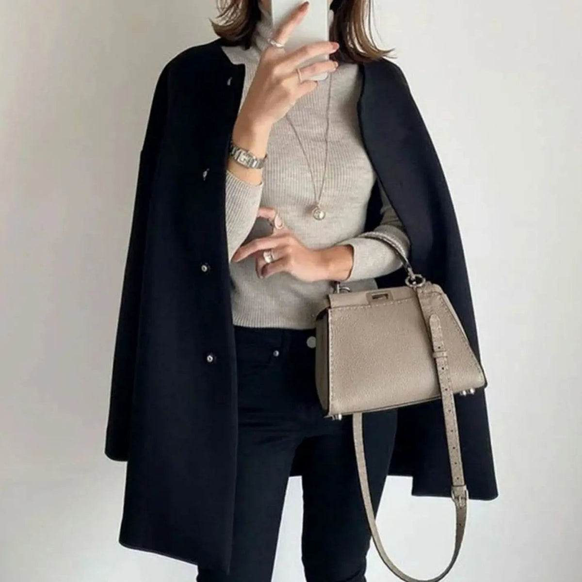 Women's Collarless Button-Front Longline Coat