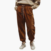 Women's Corduroy Pants with Waistband and Side Pockets