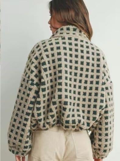 Women's Cozy Check Sherpa Fleece Jacket