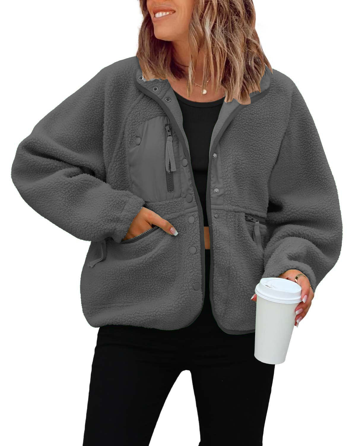 Women's Cozy Fleece Jacket with Practical Pockets