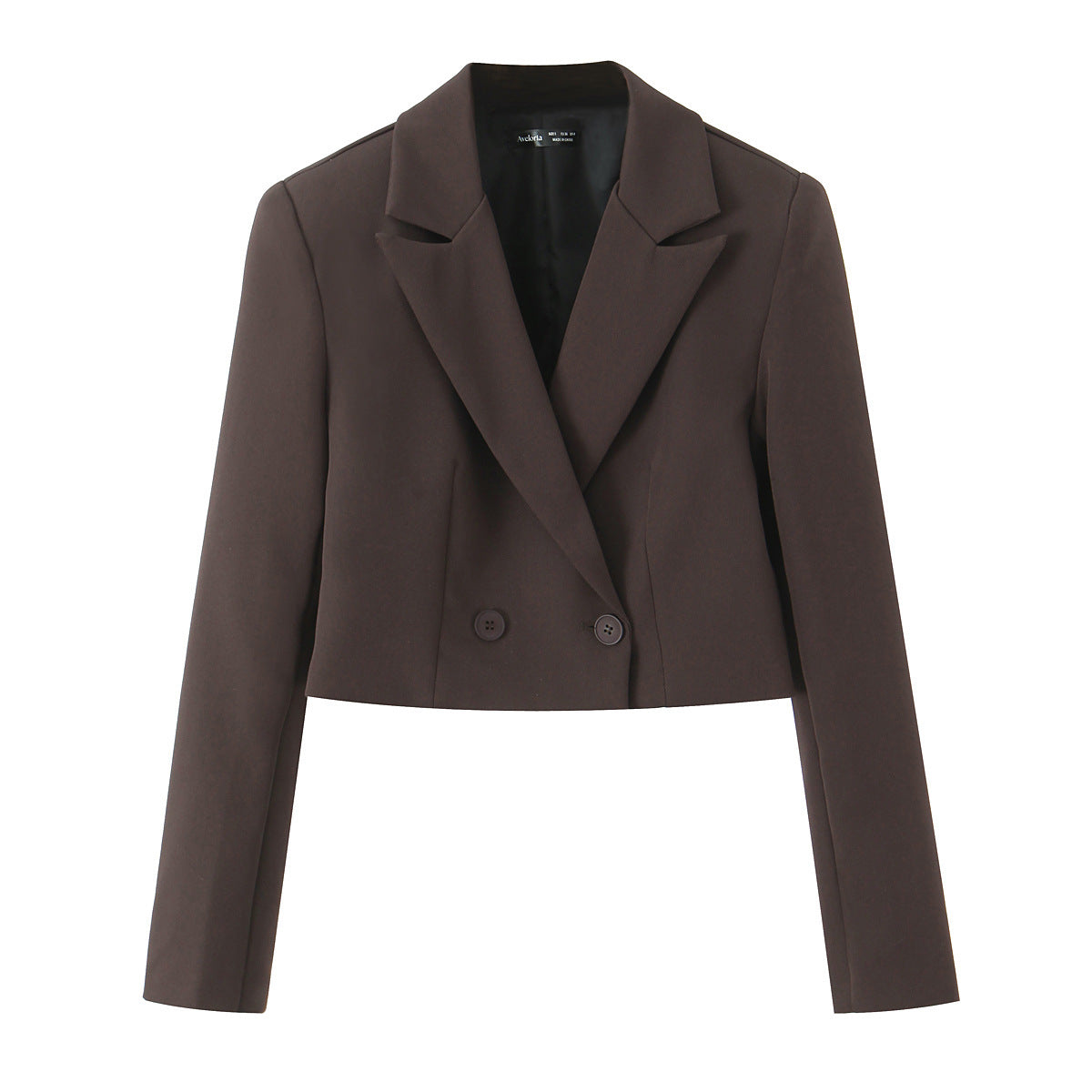 Women's Cropped Blazer with Double-Button Closure and Notched Lapel