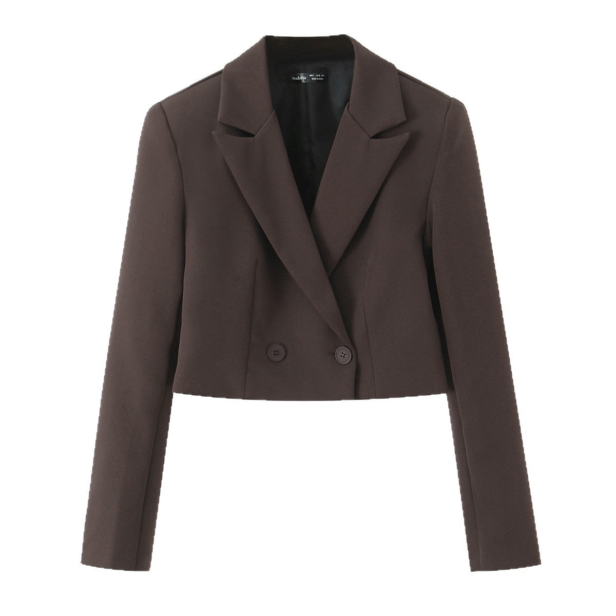 Women's Cropped Blazer with Double-Button Closure and Notched Lapel