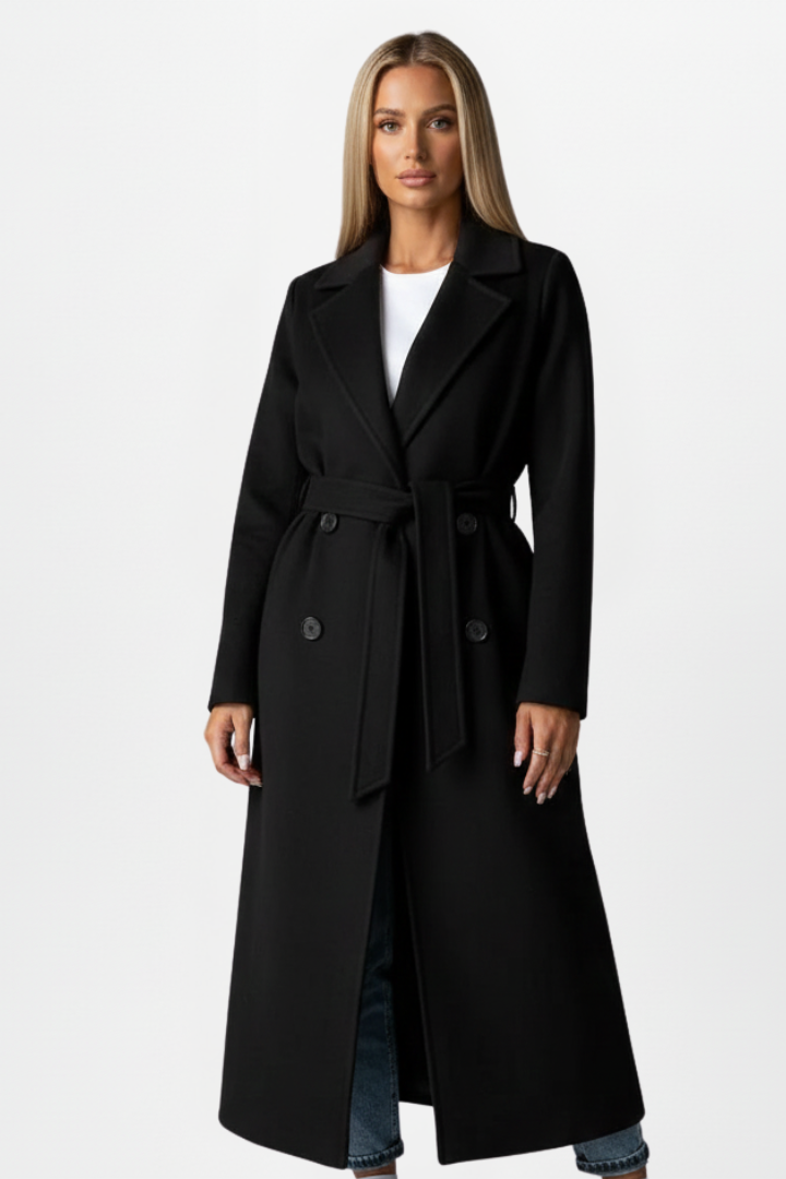 Women's Double-Breasted Belted Trench Coat – Elegant Mid-Length Outerwear for Everyday Wear and Formal Occasions