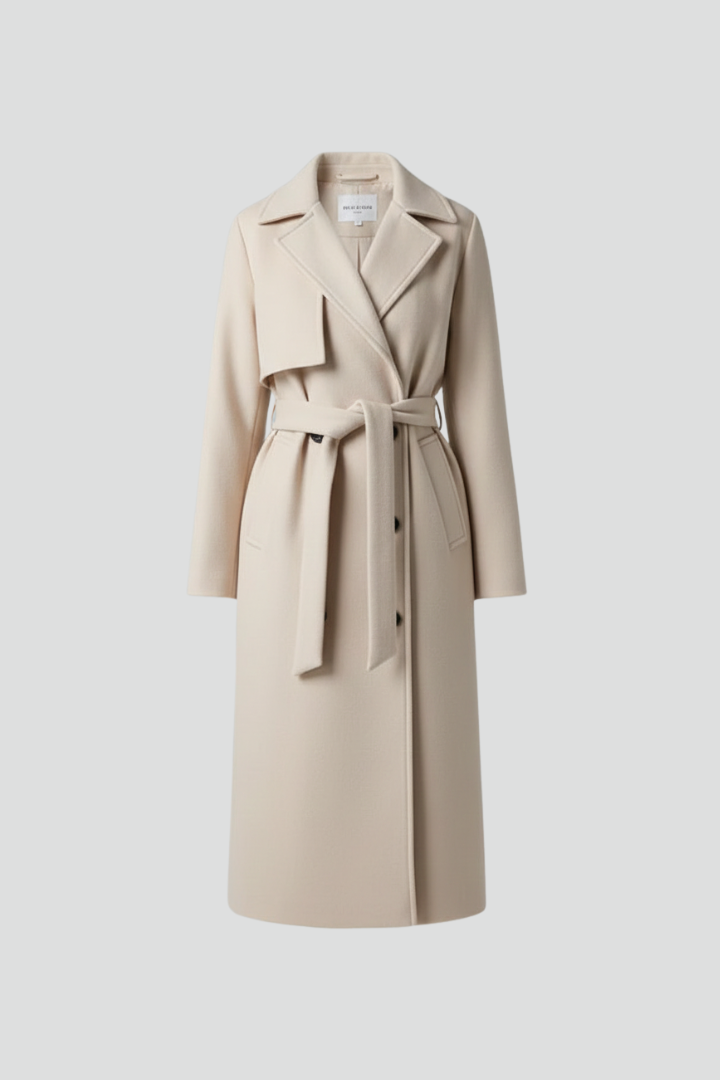 Women's Double-Breasted Belted Trench Coat – Elegant Mid-Length Outerwear for Everyday Wear and Formal Occasions
