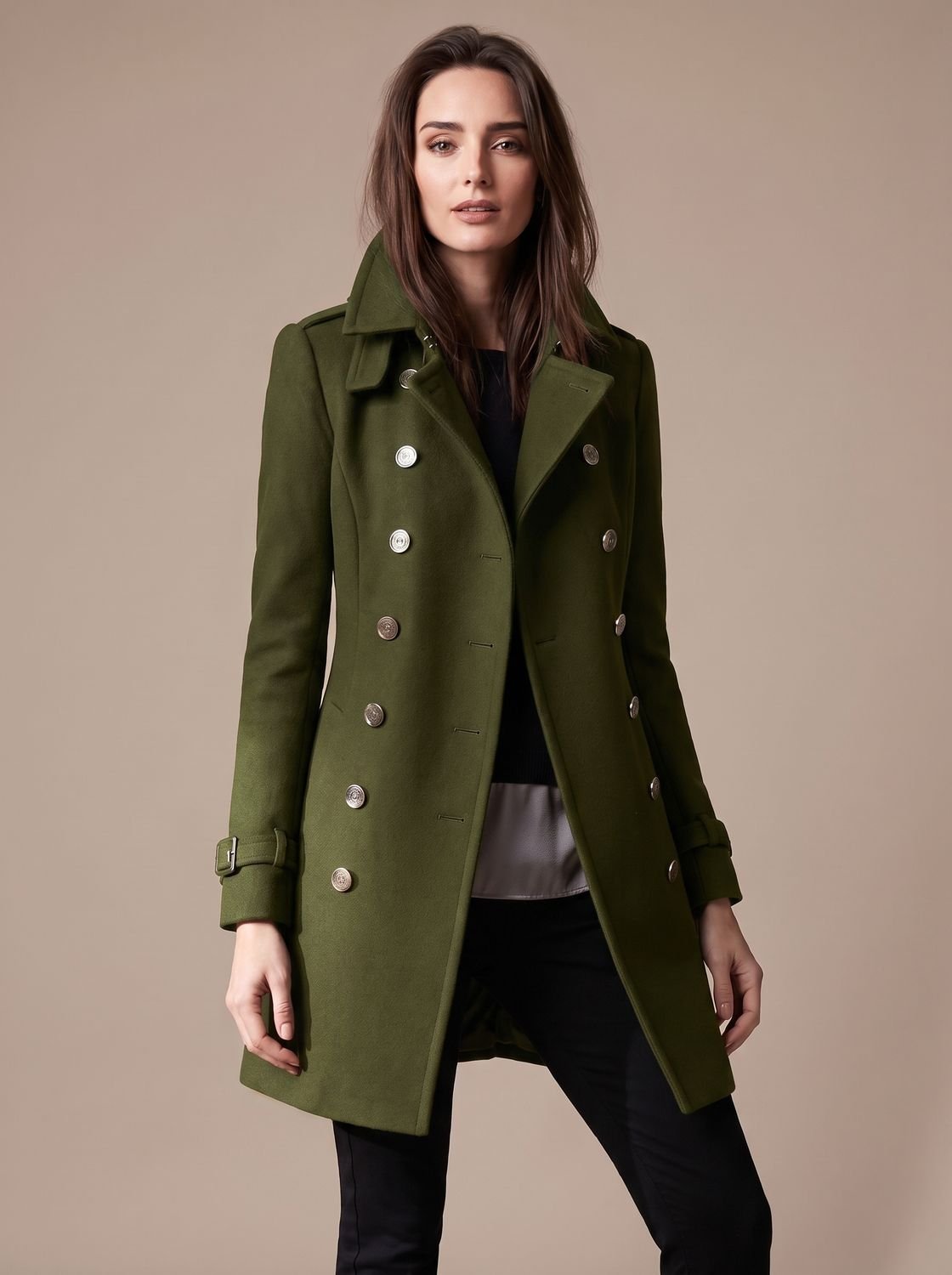Women's Elegant Double-Breasted Winter Wool Coat