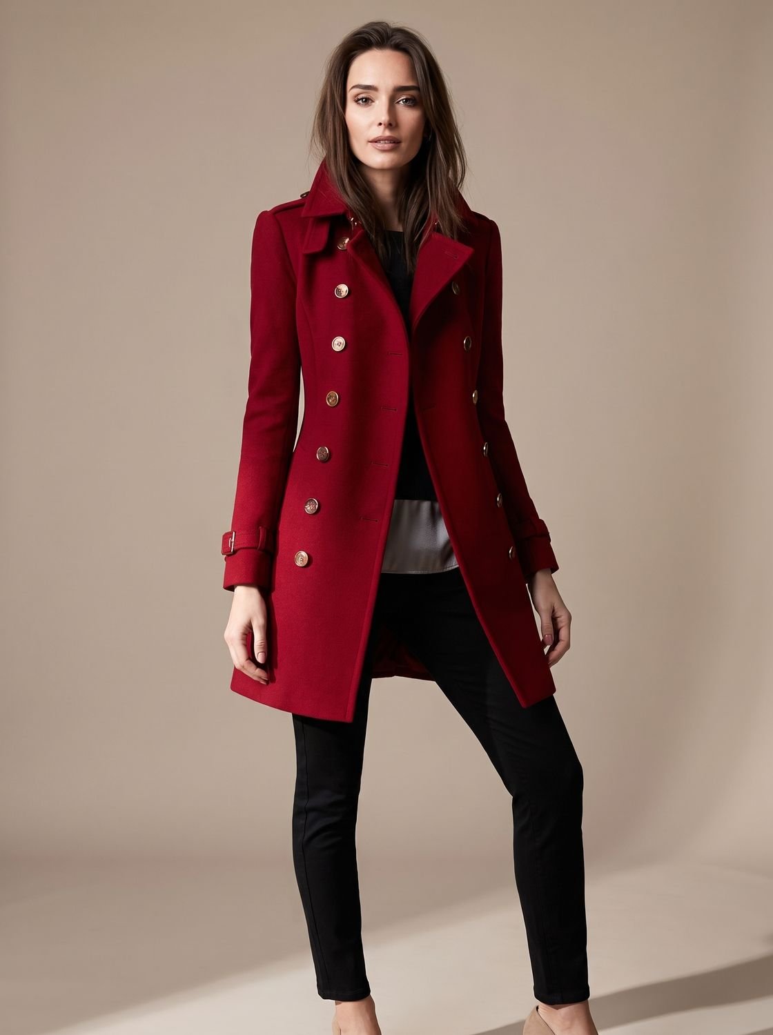 Women's Elegant Double-Breasted Winter Wool Coat