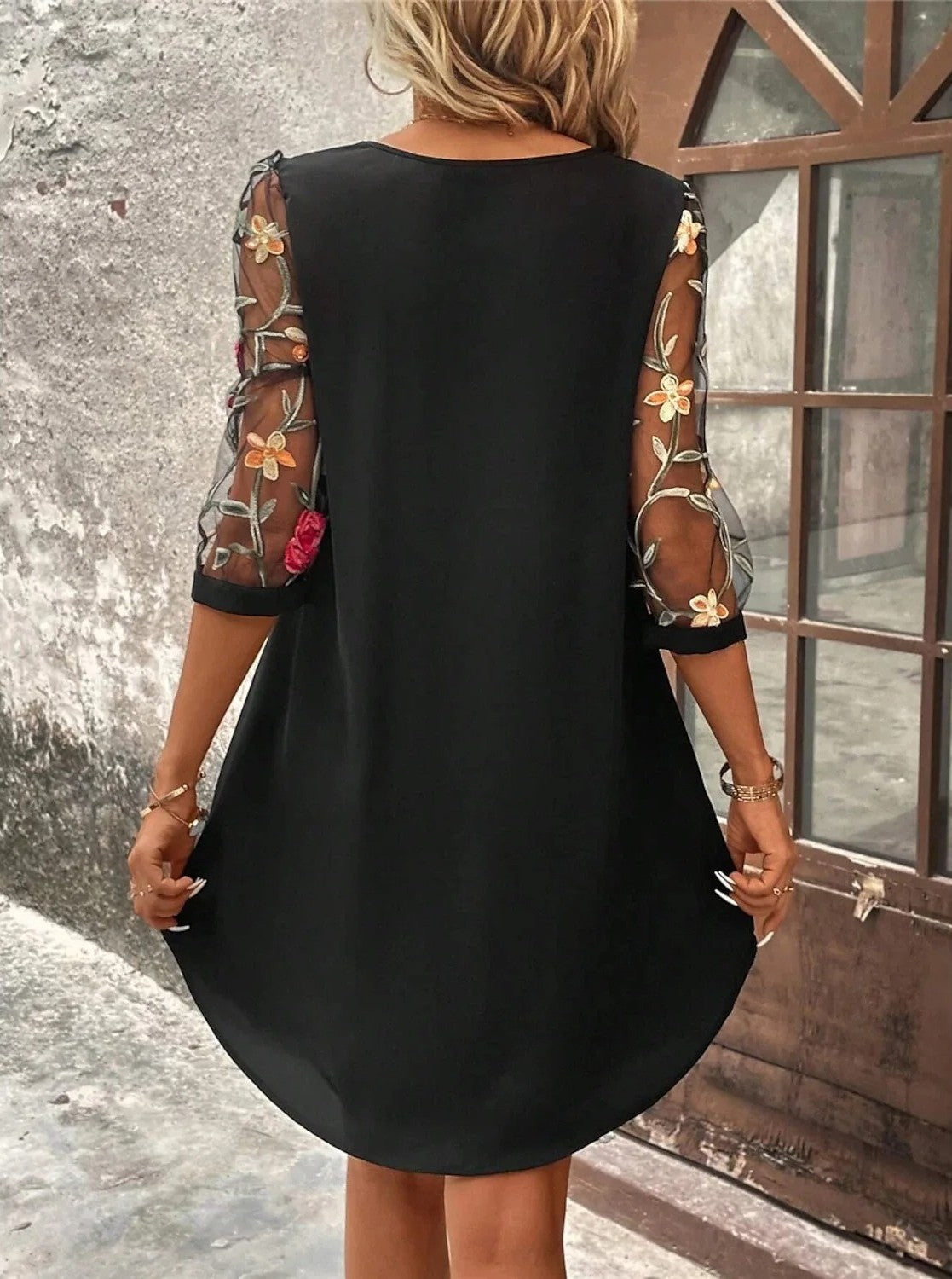 Women's Embroidered Fit and Flare Mini Dress