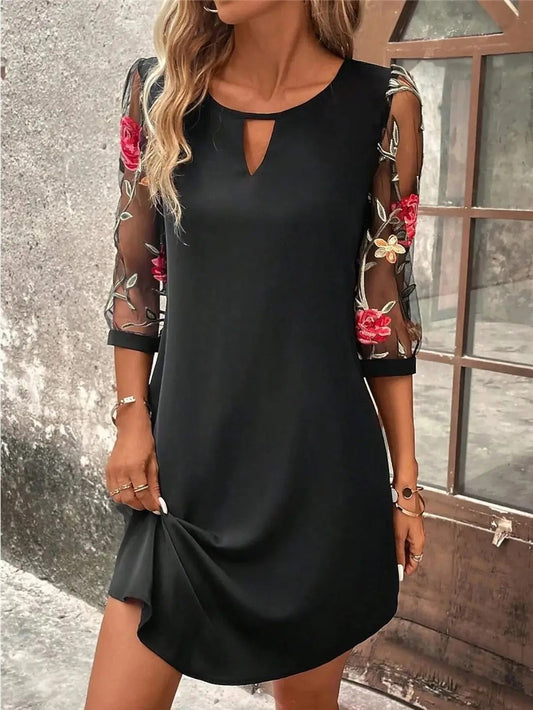 Women's Embroidered Fit and Flare Mini Dress