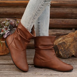 Women's Fashionable Ankle Boots with Elegant Ruched Design and Soft Upper