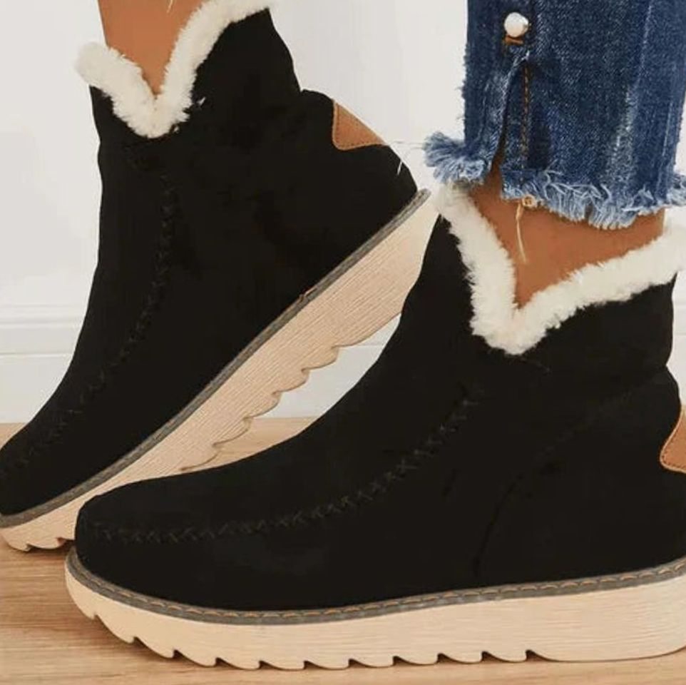 Women's Faux-Fur Lined Slip-On Warm Winter Ankle Boots