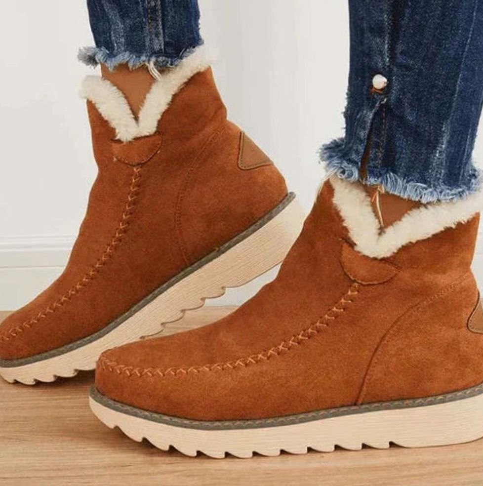 Women's Faux-Fur Lined Slip-On Warm Winter Ankle Boots