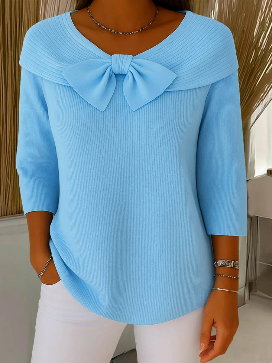Women's Fitted Sweater with Bow Detail in a Soft Fabric Blend