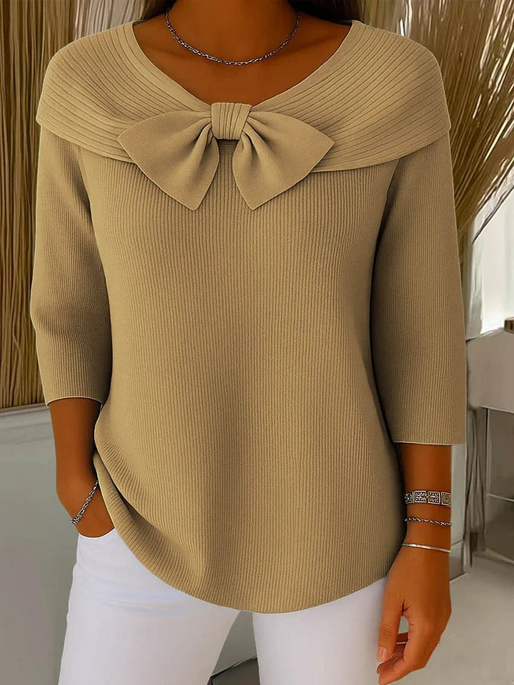 Women's Fitted Sweater with Bow Detail in a Soft Fabric Blend