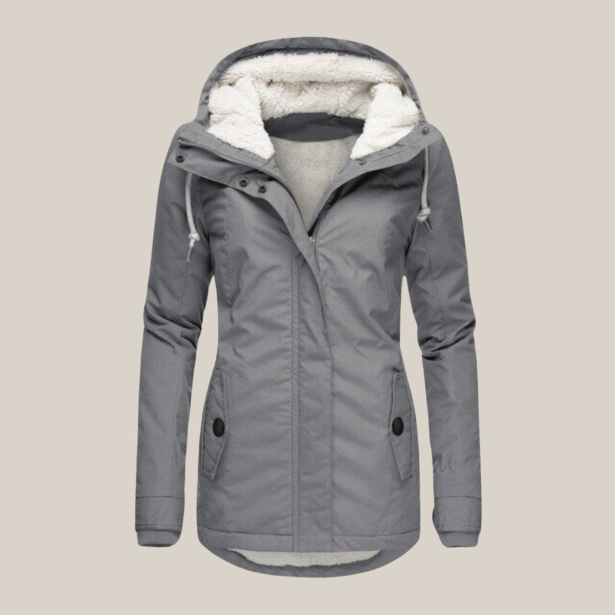 Women's Fleece-Lined Hooded Quilted Windproof Winter Parka