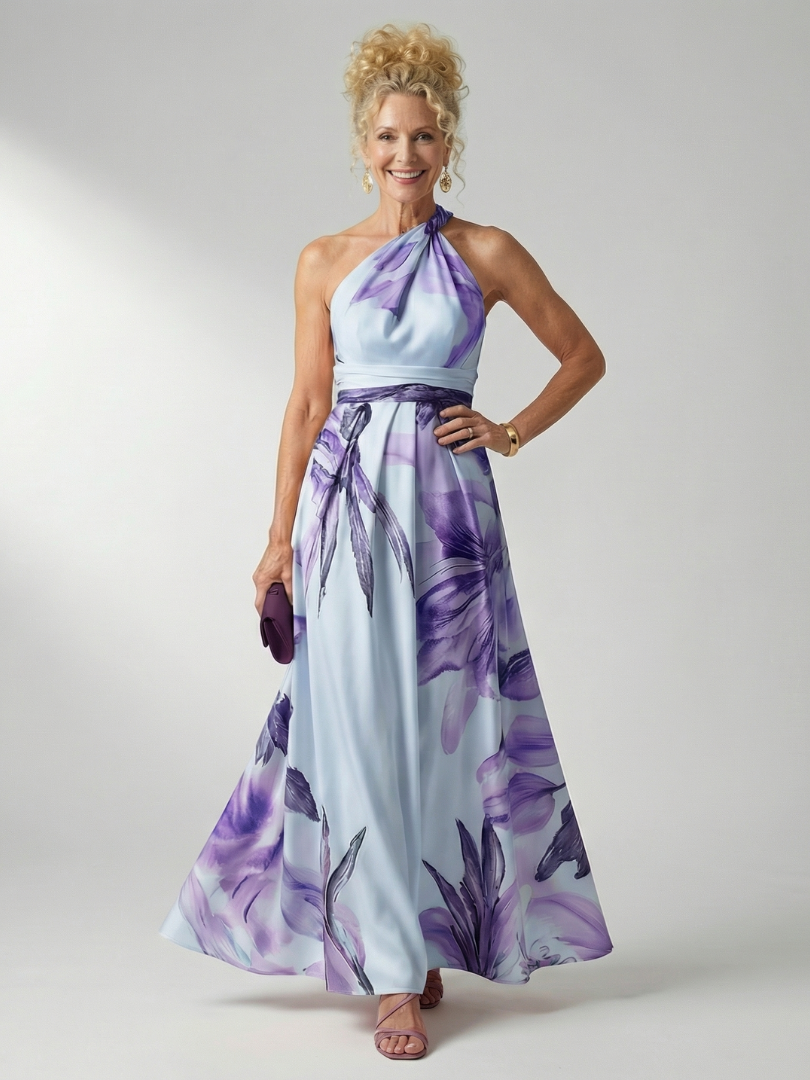 Women's Halter A-Line Maxi Dress