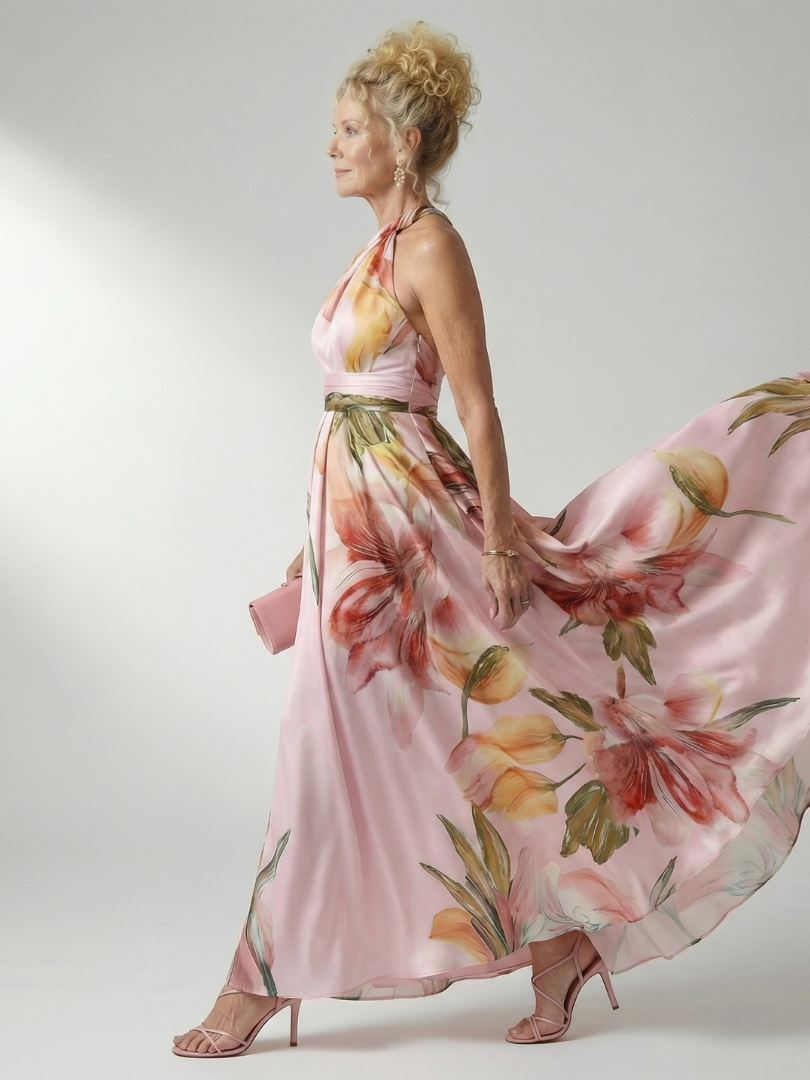 Women's Halter A-Line Maxi Dress