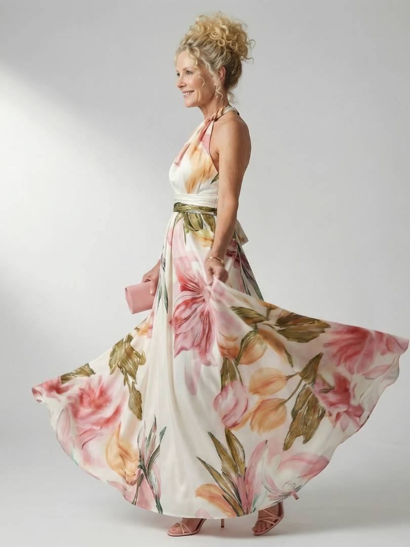 Women's Halter A-Line Maxi Dress