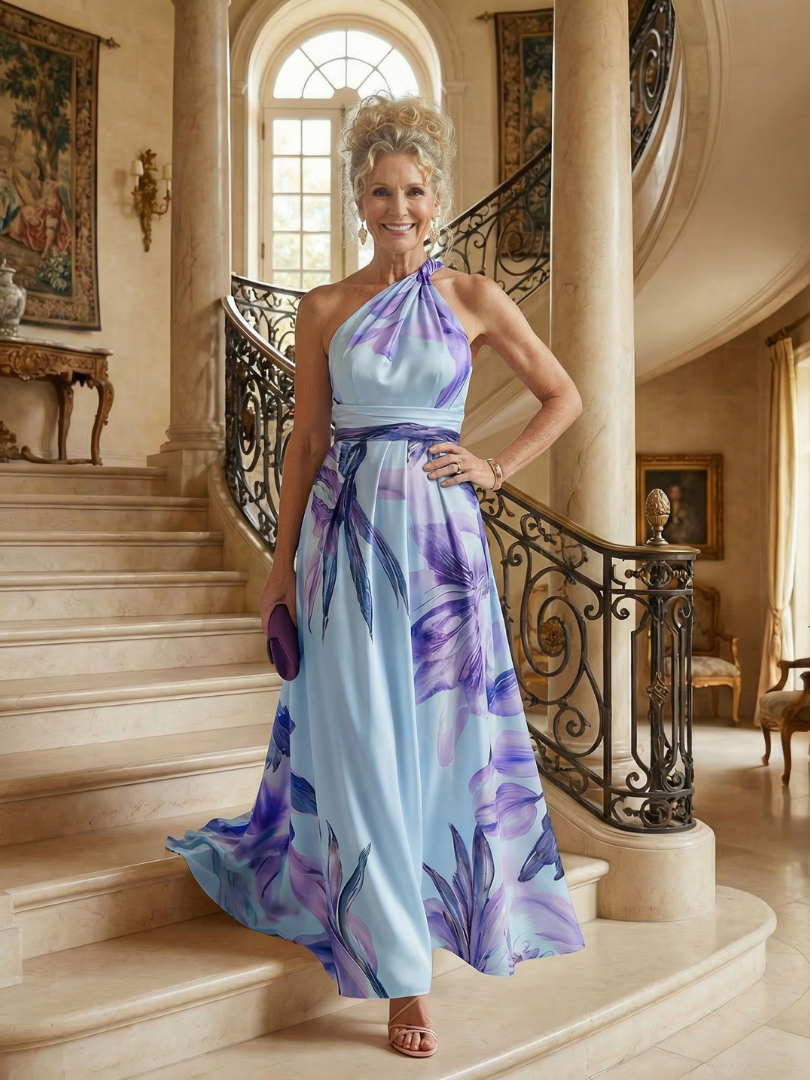 Women's Halter A-Line Maxi Dress