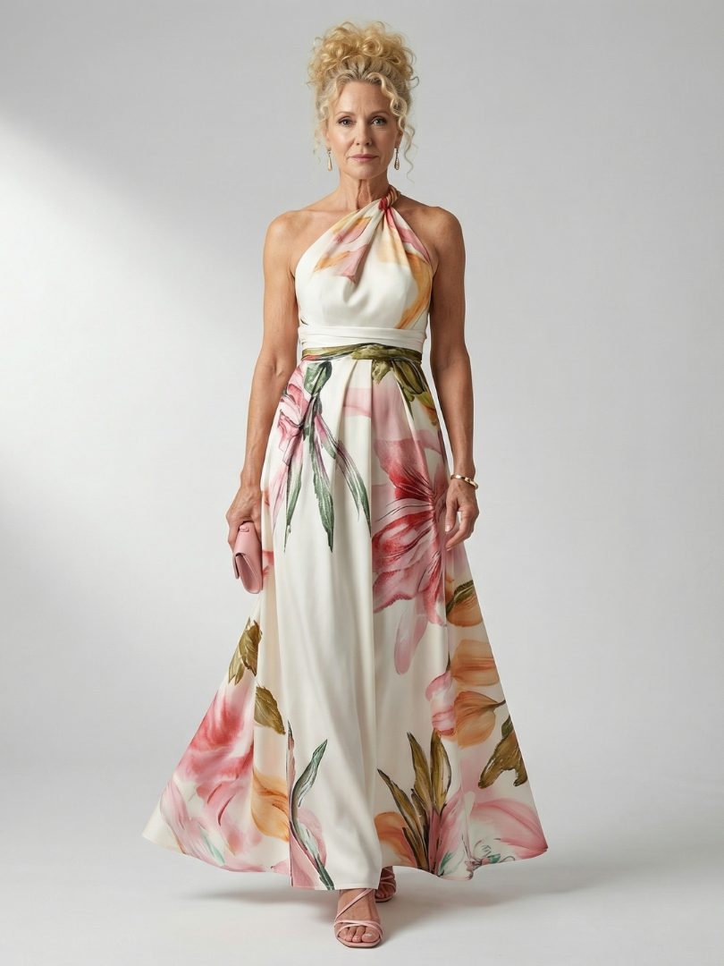 Women's Halter A-Line Maxi Dress