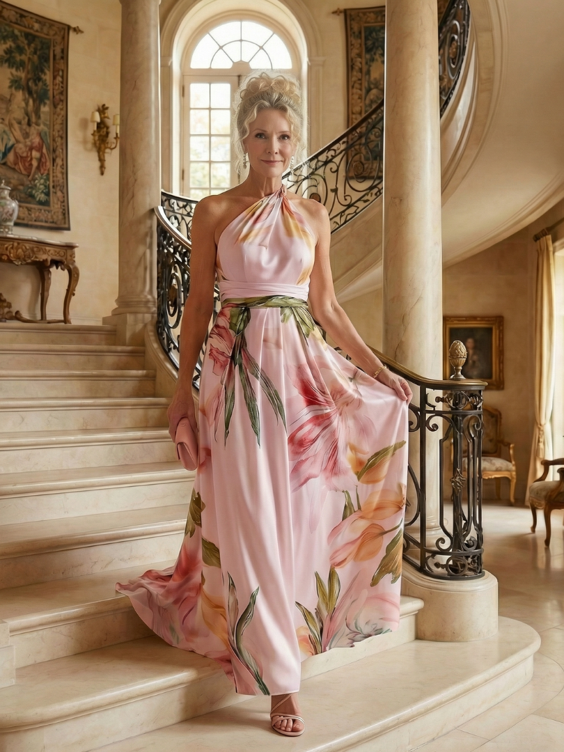 Women's Halter A-Line Maxi Dress