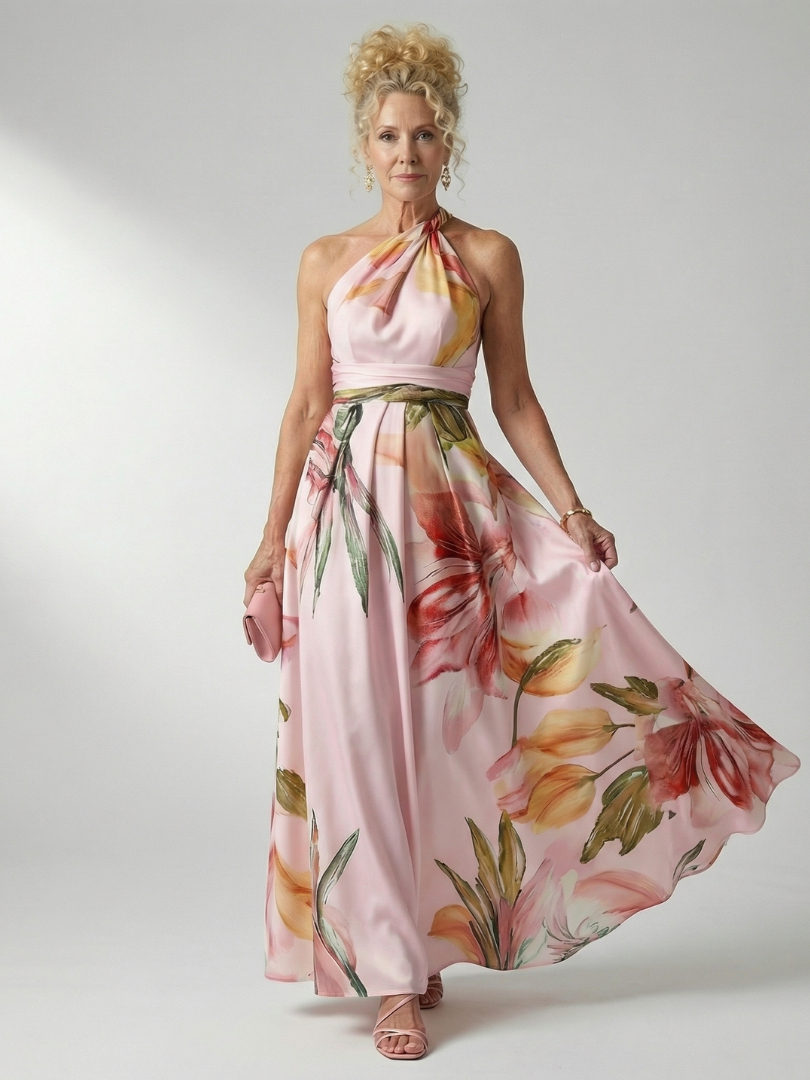Women's Halter A-Line Maxi Dress