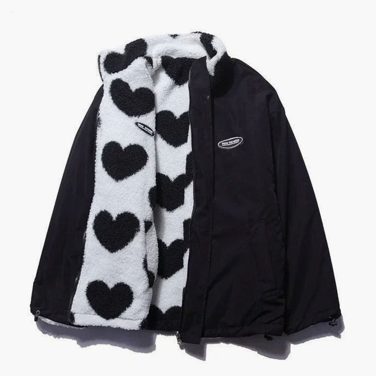 Women's Heart-Print Sherpa Zip-Up Fleece Jacket