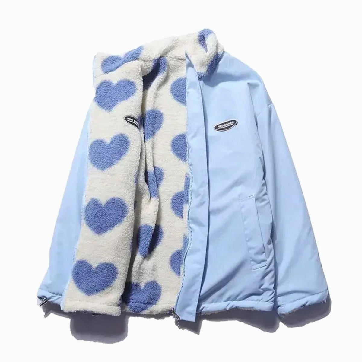Women's Heart-Print Sherpa Zip-Up Fleece Jacket