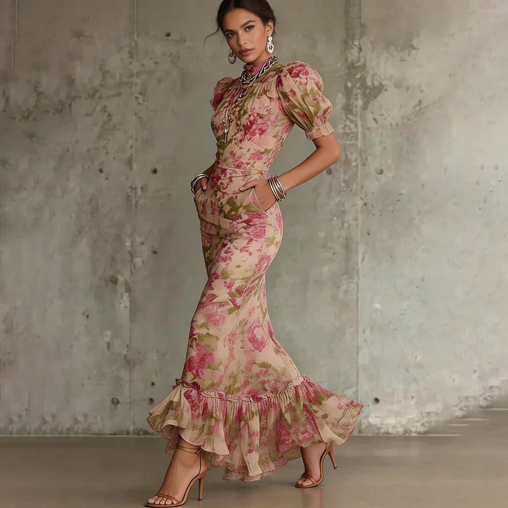 Women's High-Neck Bodycon Maxi Dress