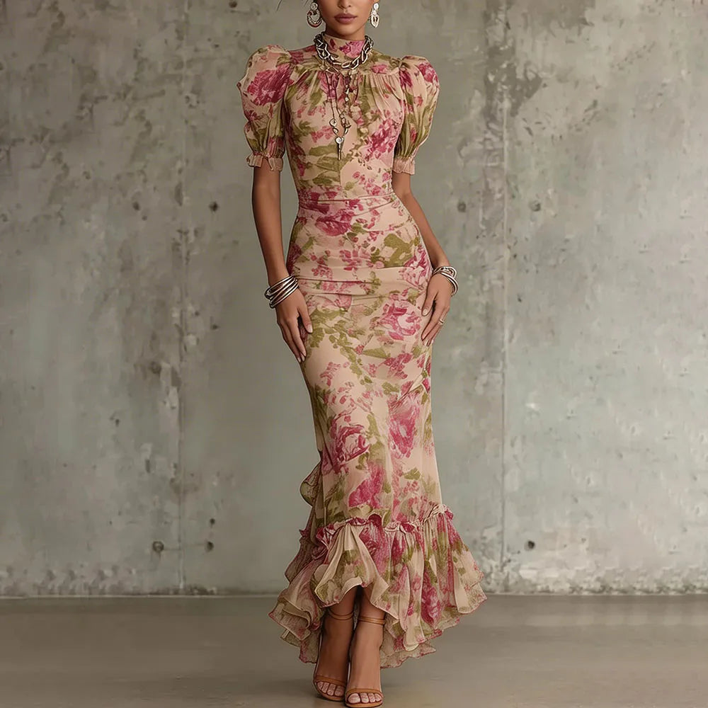 Women's High-Neck Bodycon Maxi Dress