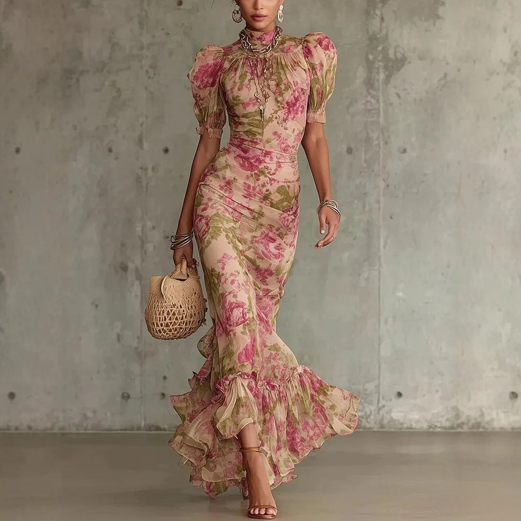 Women's High-Neck Bodycon Maxi Dress