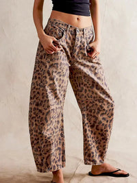 Women's High-Waisted Button-Fly Barrel Jeans