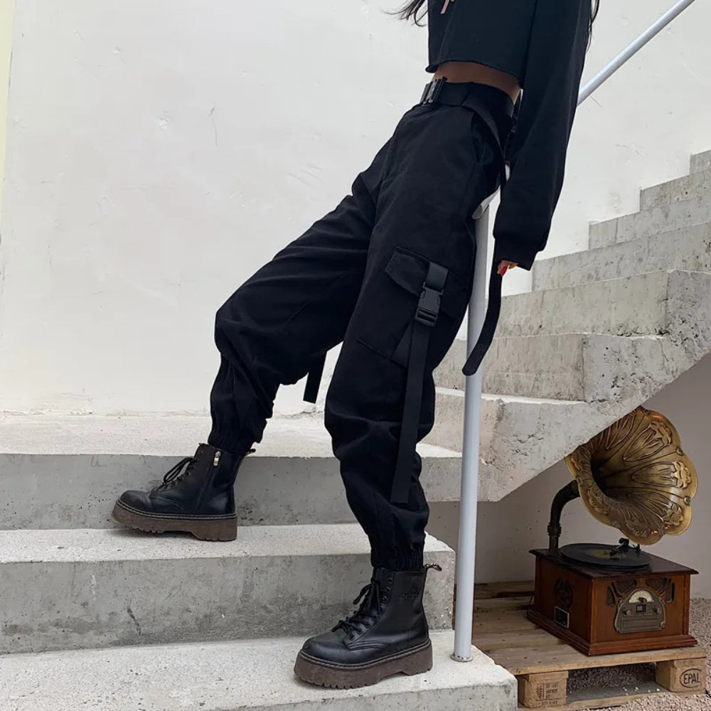 Women's High-Waisted Cargo Pants - Everyday Streetwear Comfort