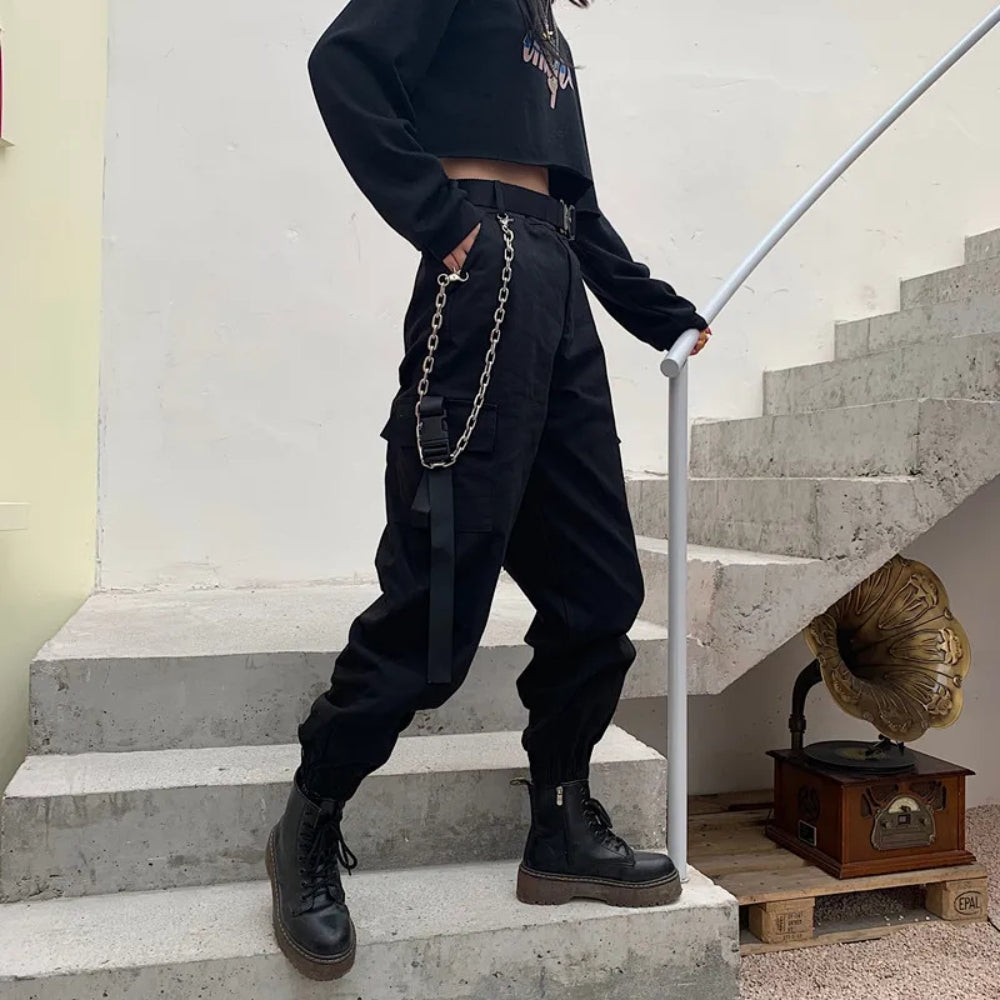 Women's High-Waisted Cargo Pants - Everyday Streetwear Comfort