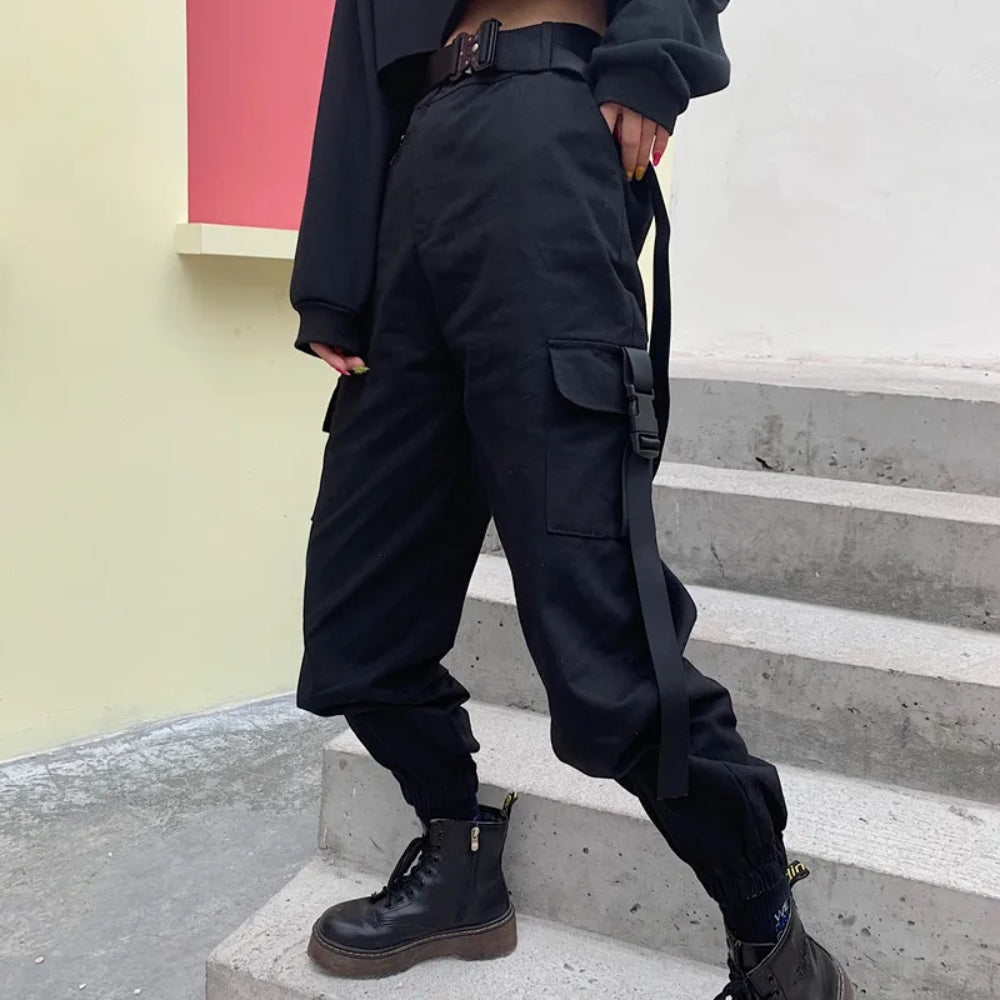 Women's High-Waisted Cargo Pants - Everyday Streetwear Comfort
