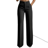 Women's High-Waisted Straight-Leg Dress Pants with Pressed Crease
