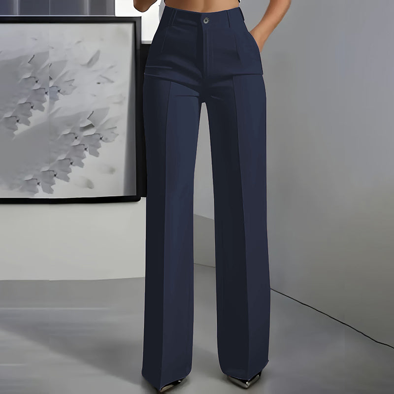 Women's High-Waisted Straight-Leg Dress Pants with Pressed Crease