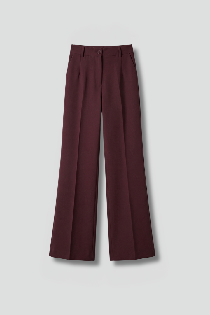 Women's High-Waisted Tailored Wide-Leg Trousers with Button Closure