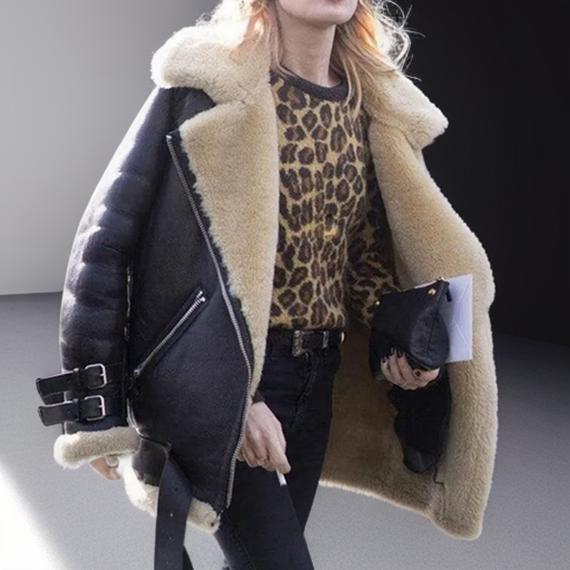 Women's Jacket with Leather Buckles