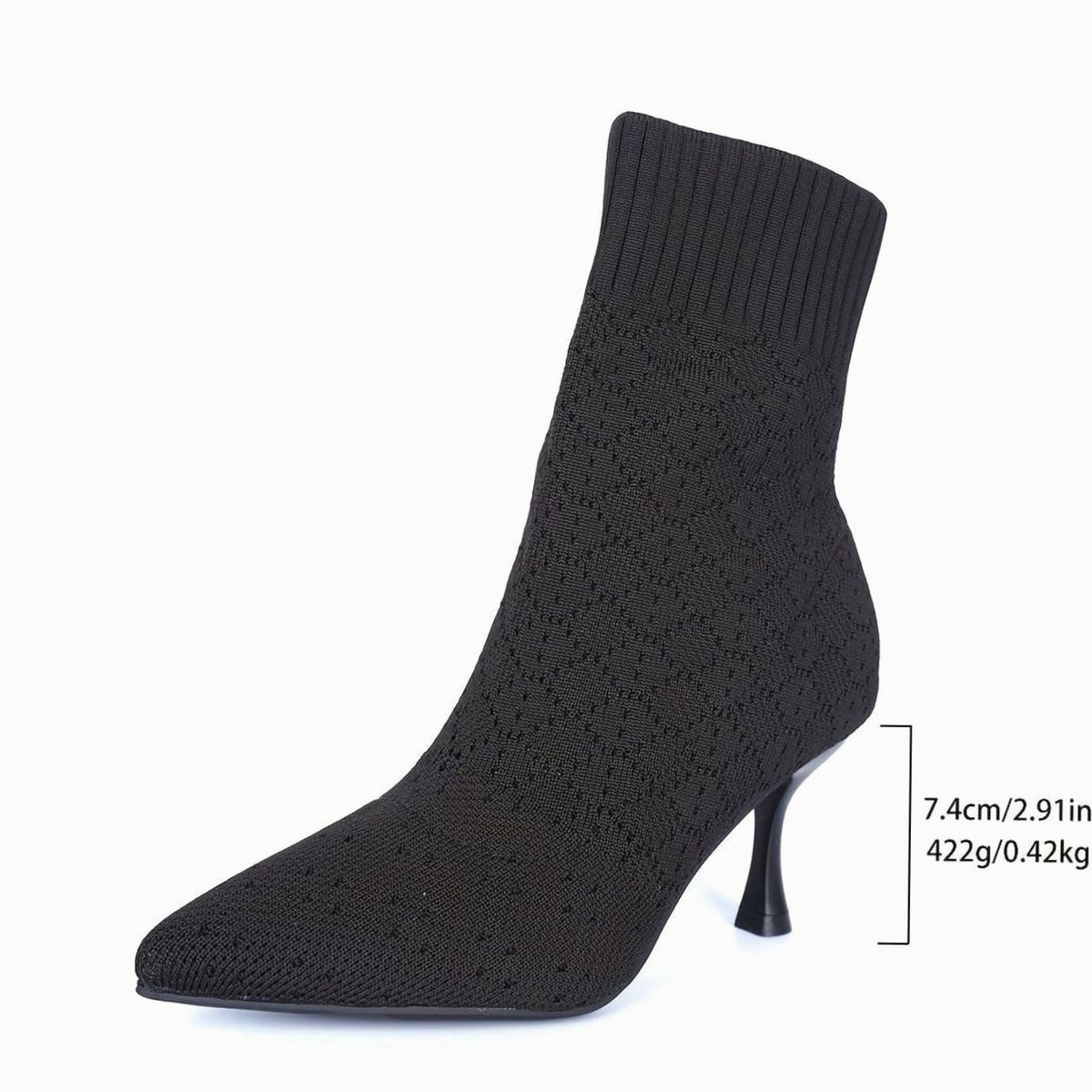 Women's Knit Sock Pointed-Toe Stiletto Ankle Boots