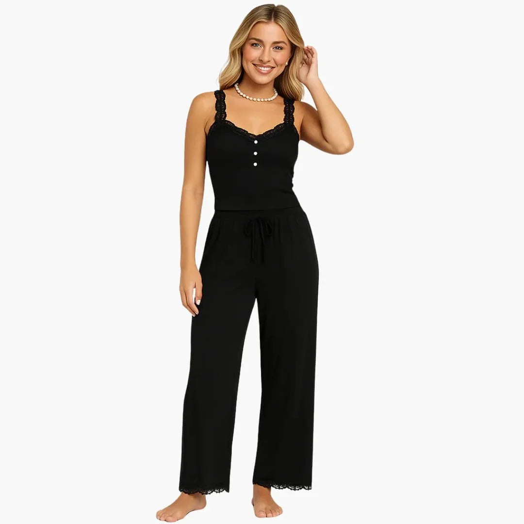 Women's Lace Trim Pajama Set