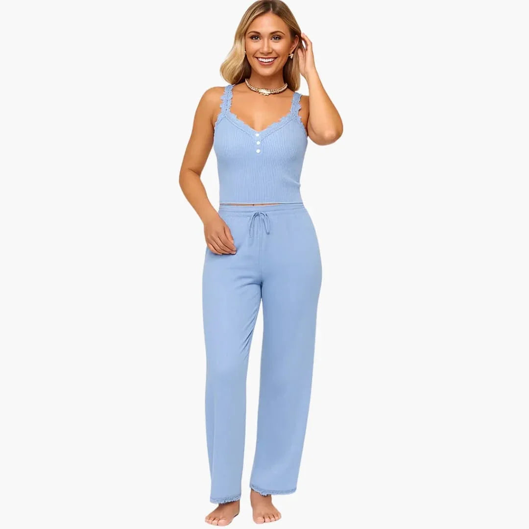 Women's Lace Trim Pajama Set
