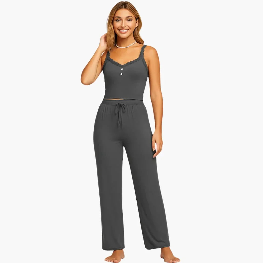 Women's Lace Trim Pajama Set