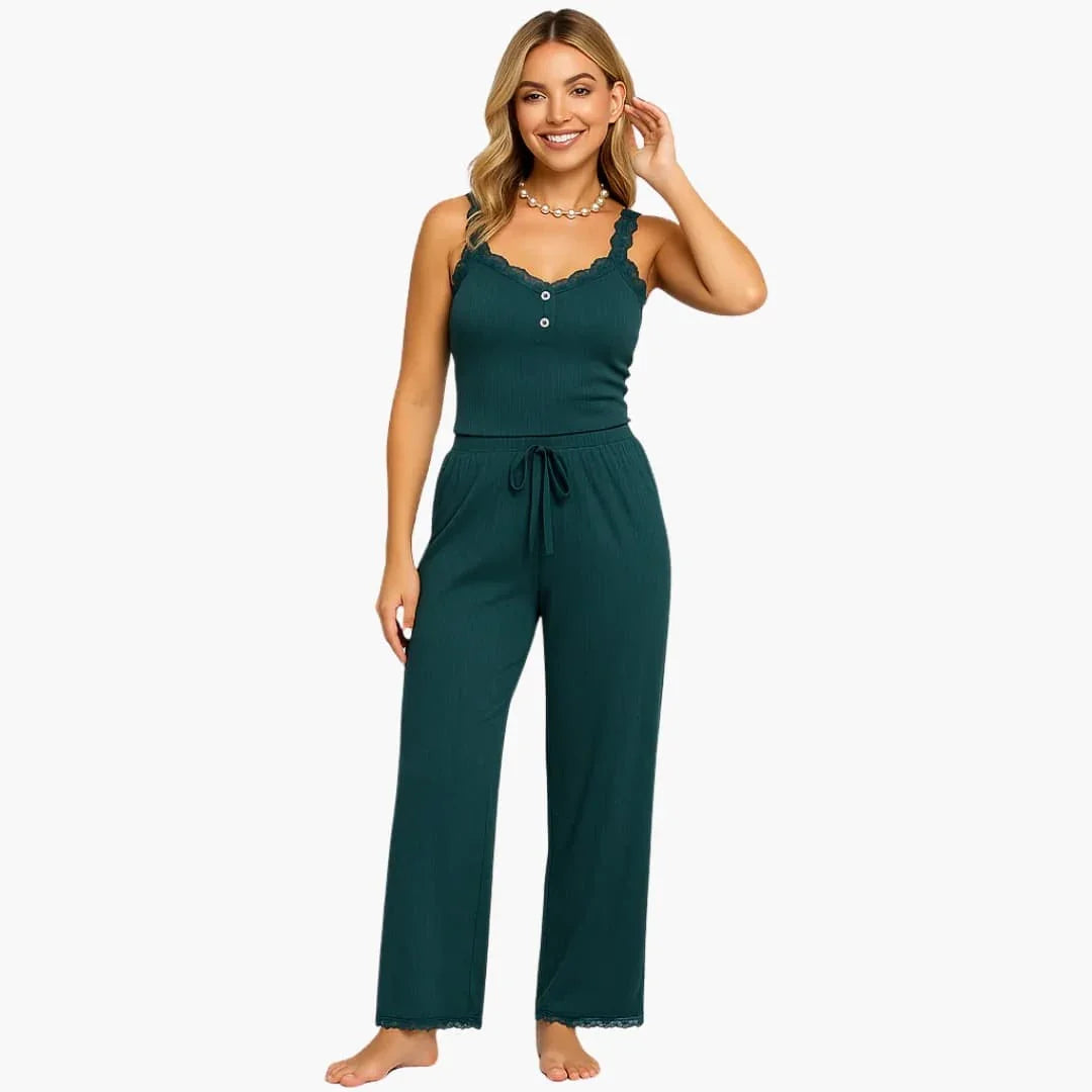 Women's Lace Trim Pajama Set