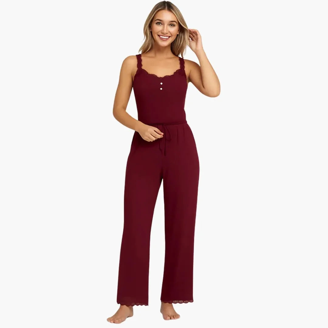 Women's Lace Trim Pajama Set