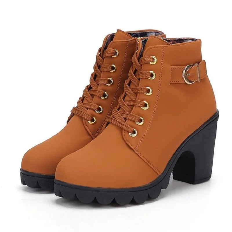Women's Lace-Up Heeled Boots